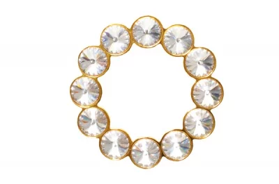 Ручка-скоба 64мм, отделка золото глянец + горный хрусталь