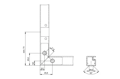 Профиль рамочный узкий FP.03_19x20мм, L=3000мм, отделка бронза