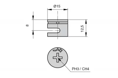 Эксцентрик пластиковый для 16 мм ДСП, отделка серая (за 100 штук)