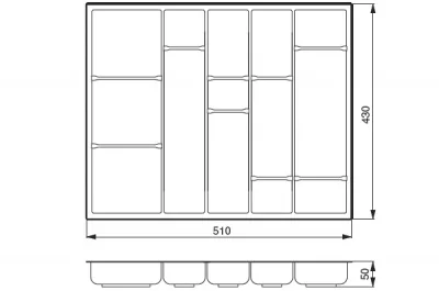 Composit 45 Ёмкость для столовых приборов в базу 600, цвет светло-серый/темно-серый (глянцевый)