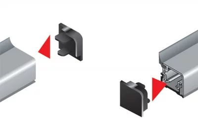 Комплект торцевых заглушек для прямоугольного бортика R3600, цвет 07 серый