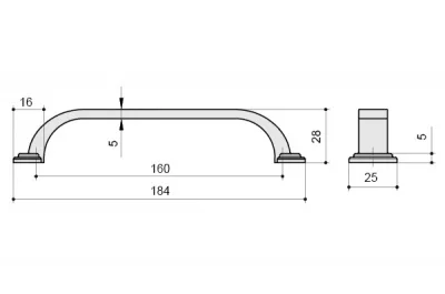 Ручка-скоба 160мм, отделка железо
