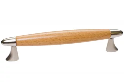 Ручка-скоба 96мм, отделка никель матовый + бук