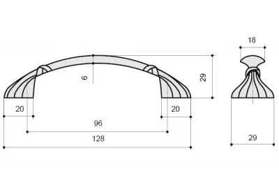 Ручка-скоба 96мм, отделка серебро старое