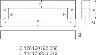 Ручка мебельная UZ-334 C=256, инокс GTV UZ-334256-06