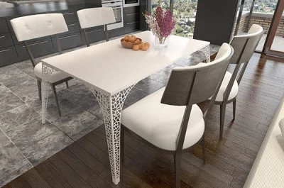 Нога для стола Париж, h.720, отделка белый бархат (матовый)