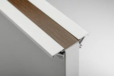 GTV: Алюминиевый профиль GLAX торцевой, двухсторонний (с отверстием под кромку), цвет серебро, для ДСП 18мм (цена за 3 метра) PA-GLAXNBDW3M-AL