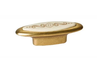 Ручка-кнопка 32мм, отделка бронза античная французская + вставка