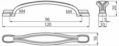 GTV: Ручка мебельная UZ-10, C=96 мм, старое золото UZ-10-096-N04