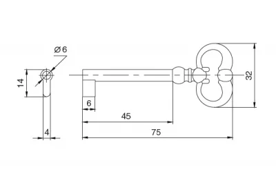 Ключ 45мм, отделка бронза античная