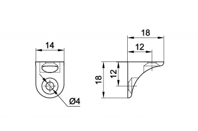 Полкодержатель с двумя отверстиями, отделка латунь (за 100 штук)