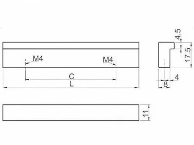 GTV: Ручка алюминиевая UA-A6 C=96, алюминий UA-AA-06-096