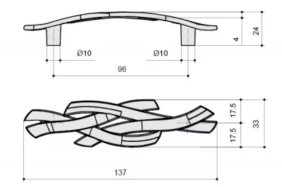 Ручка-скоба 96мм, отделка бронза античная "Флоренция"
