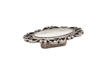 Ручка-кнопка 32мм, отделка серебро старое