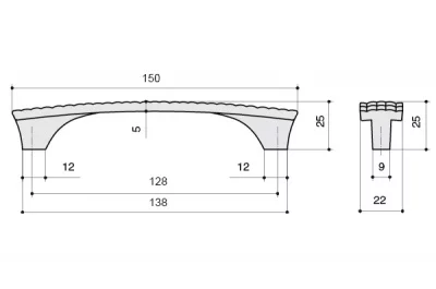 Ручка-скоба 128мм, отделка черный + горный хрусталь