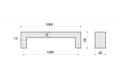 Ручка-скоба 1056мм, отделка сталь нержавеющая