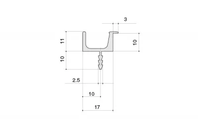 Профиль-ручка под пропил, L=5000мм, отделка сталь нержавеющая