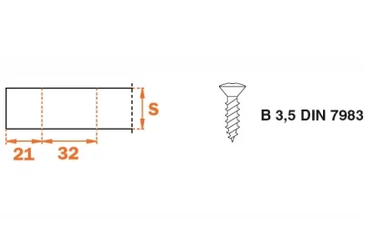 Клип-ответная планка Н2 под шуруп, прямоугольная