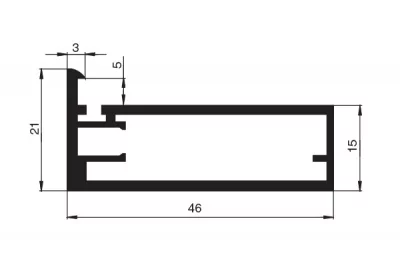 Профиль рамочный M022, L=3000мм, отделка черный шлифованный