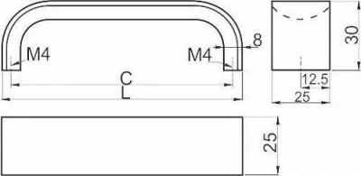 Ручка алюминиевая UA-347 C=320, алюминий GTV UA-00-347320