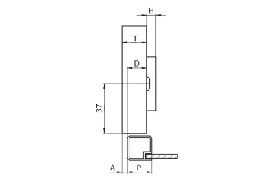 Петля 110 накладная для алюминиевой рамки, Slide-on, отделка никель