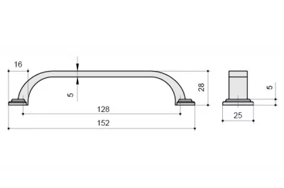 Ручка-скоба 128мм, отделка железо