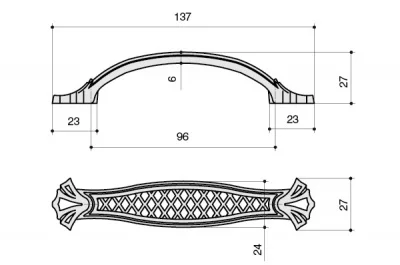 Ручка-скоба 96мм, отделка серебро старое