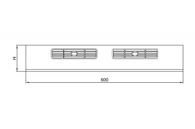 79 Решётка вентиляционная для цоколя ПВХ H.120, L=600, под серебро