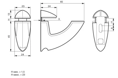 Менсолодержатель "Horn", отделка хром глянец, комплект 2 штуки