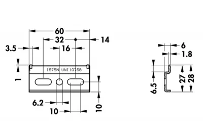 Кронштейн 60х28мм для подвески полок арт.818, оцинкованный