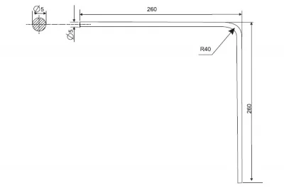 Поручень угловой 90", отделка хром глянец