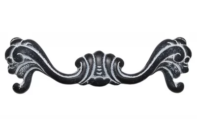 Ручка-скоба 96мм, отделка черненое железо с белой патиной