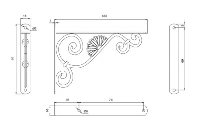 Менсолодержатель Barocco A, отделка бронза античная, малый