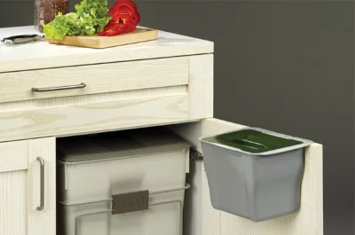 Контейнер (5л), пластик серый с зелёной крышкой