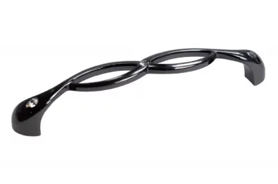 Ручка-скоба 128мм, отделка никель глянец воронёный + горный хрусталь