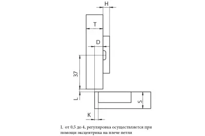 Петля 110 полунакладная с доводчиком, 52мм, Clip-on (cam), отделка никель
