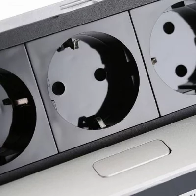 GTV: Удлинитель настольный SOFT 3 розетки AE-PBSC3GS-53 (Schucko), серый, с проводом 1,5 метра: AE-PBSC3GS-53