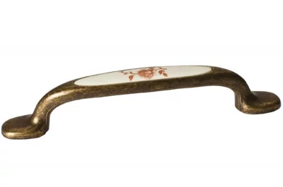 Ручка-скоба 96мм, отделка бронза + вставка