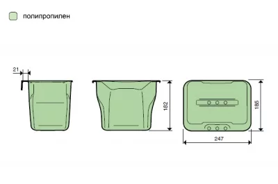 Контейнер (5л), пластик серый с зелёной крышкой