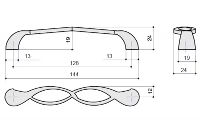Ручка-скоба 128мм, отделка бронза античная французская