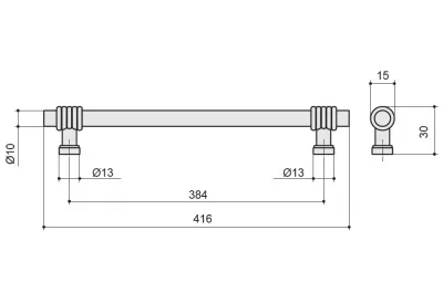 Ручка-скоба 384мм, отделка старая бронза