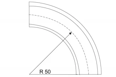 Угол поворотный R=50.0 накладной, светло-коричневый