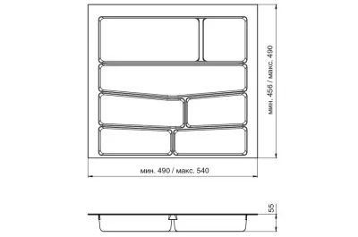 Ёмкость в базу 600 для столовых приборов, цвет орион серый