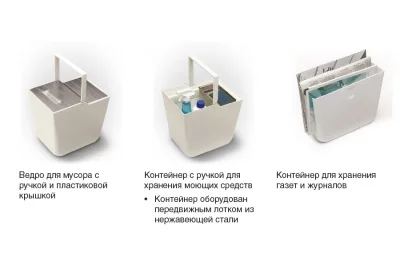 Система хранения в базу 900 (2 ведра + 2 контейнера), отделка белая