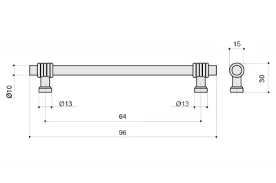 Ручка-скоба 64 мм, отделка старая бронза