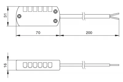Блок распределительный L803-PC на 6 подключений, с проводом 200 мм