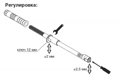 Менсолодержатель скрытый, L=170мм, d=14мм, с регулировкой