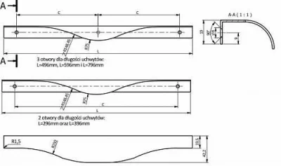 GTV: Ручка мебельная алюминиевая PICADO 352/796 черный матовый: UA-PICADO-352-796-20M