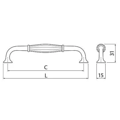 Ручка мебельная ABIATE C=128 мм, старое золото GTV UZ-ABIAT-128-04