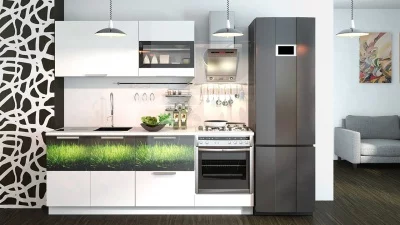 Кухонный гарнитур длиной - 210 см (со шкафом НБ) Кухонный гарнитур длиной - 210 см (со шкафом НБ)